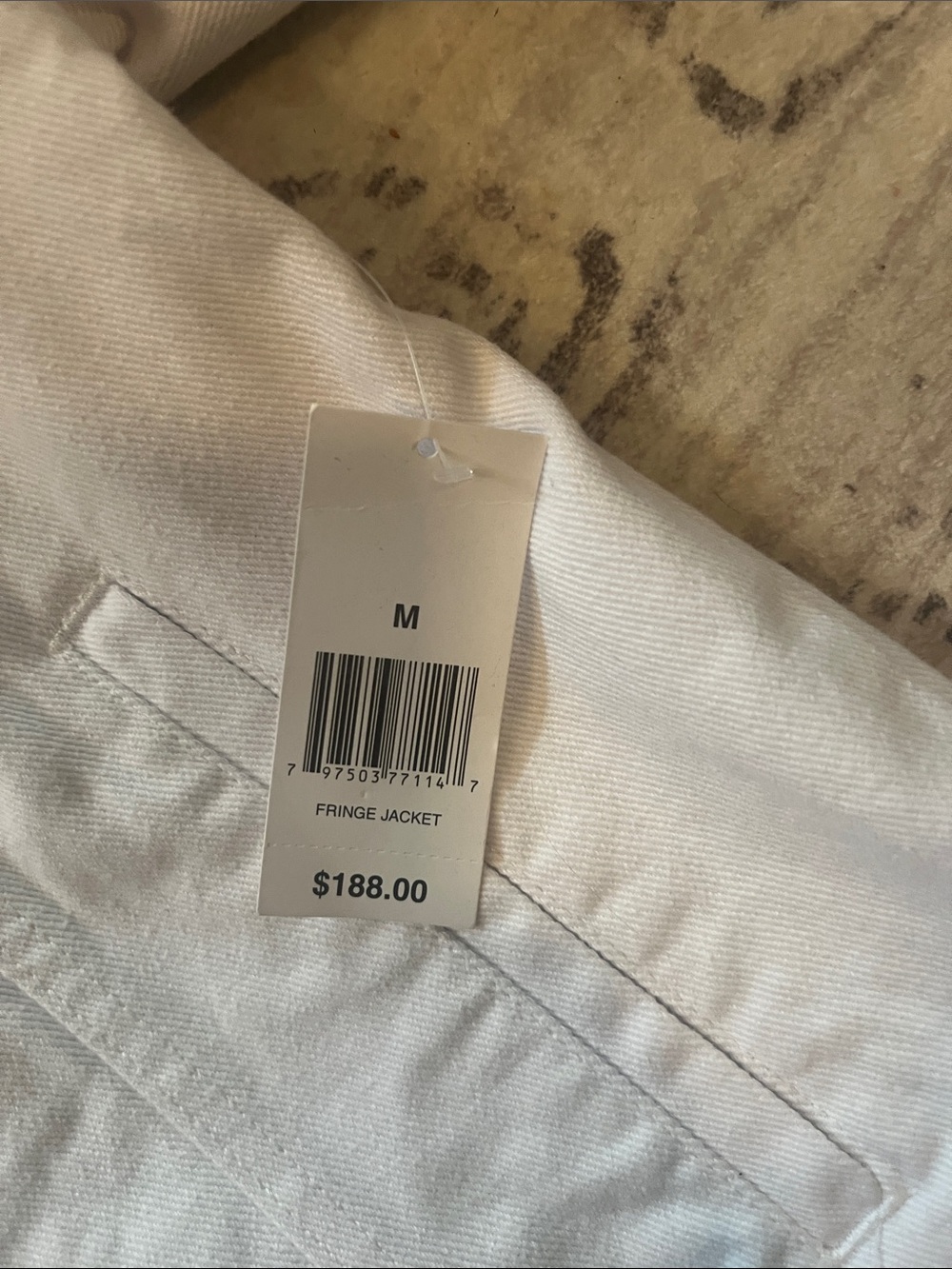 Blank NYC White Women's Denim Jacket with Rhinestone Sleeve Detail - Picture 5 of 9